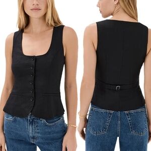 Reformation Delanie Linen Vest Top Black